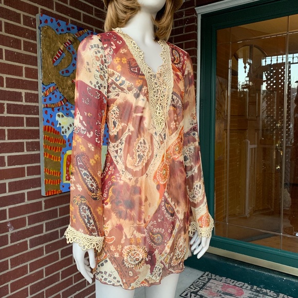 Caché Silk Boho Style Top - Picture 6 of 8